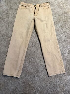 Vintage 90s GUESS Tan Beige Relaxed Straight Leg Jeans Size 36 Heavyweight Denim